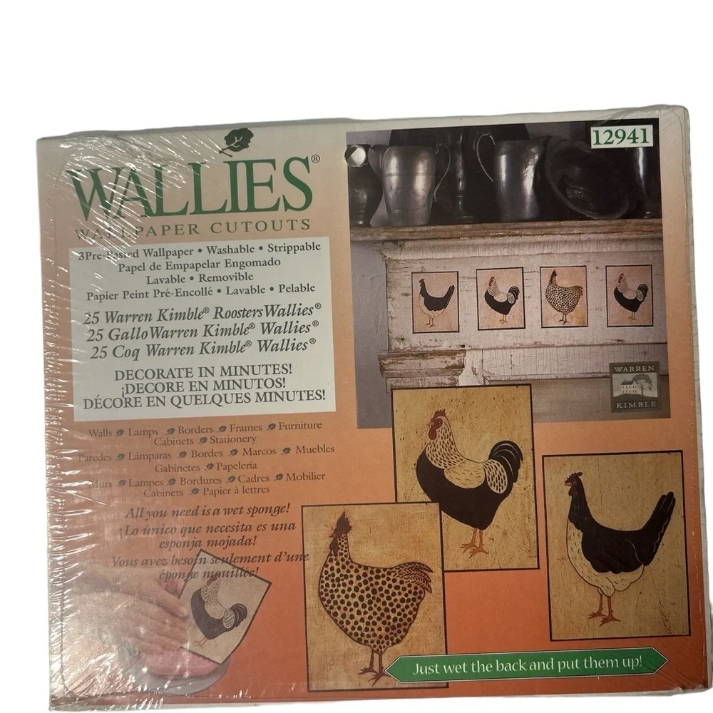 Wallies Wallpaper Cutouts Botanical Herbs and Rooster New‎ in Package